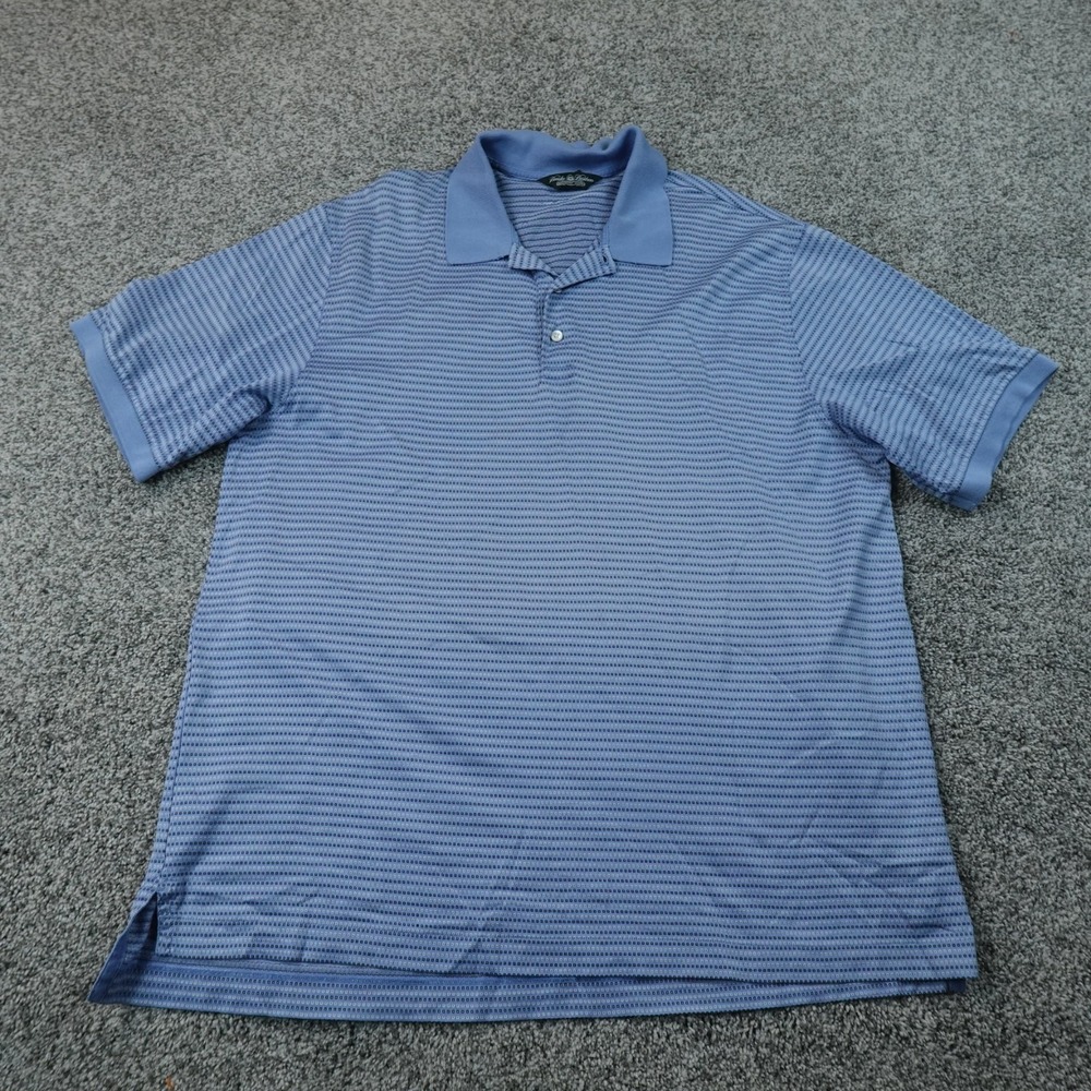 VTG Brooks Brothers Polo Shirt Mens XL Blue Geometric Performance Knit Golf